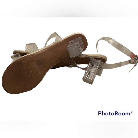 FASHION brand heels. Both the straps and heels are clear. Gently worn. - Picture 3 of 4